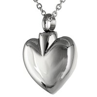 Herz in der Farbe Silber aus Edelstahl Asche...