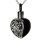 Asche Anhänger schwarzes Herz Muster einer Blume in Silber mit Zirkonia Steinen Gravur AP 452 schwarz