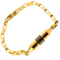 Asche Armband aus Edelstahl zum Befüllen in der Farbe Gold mit schwarzen Ringen Memorial AP 141 S Gold