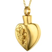 Herz mattiert in der Farbe Gold mit Rose aus Edelstahl Asche Anhänger glänzend Memorial AP 247 matt