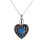 Asche Anhänger Herz blau abgesetzt von einem Muster gesäumt aus Edelstahl Gravur AP 646