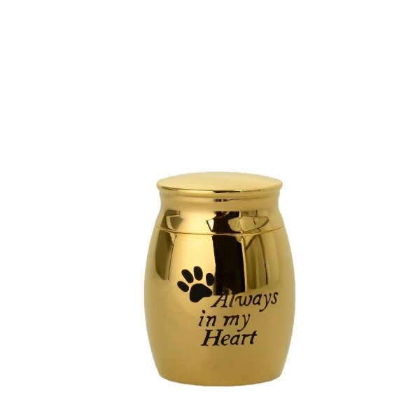 Micro Urne klein goldfarben aus Edelstahl "Always in my Heart"  MUS6 G