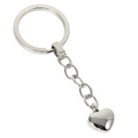 Schlüsselanhänger Herz Hochglanz poliert aus Edelstahl mit Schlüsselring in Silber AP683