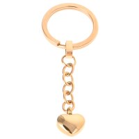 Schlüsselanhänger Herz Hochglanz poliert aus Edelstahl mit Schlüsselring in der Farbe Rosegold AP683 RG
