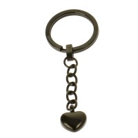 Schlüsselanhänger Herz Hochglanz poliert aus Edelstahl mit Schlüsselring in der Farbe Schwarz AP683 Schwarz