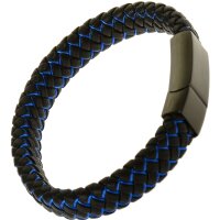 Charismatum® Asche Armband 19 cm aus Edelstahl sowie Leder, Blau abgesetzt Gravur AP693 19 cm
