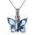 Asche Anhänger Andenken kleiner Schmetterling mit hellblauen Zirkonia Steinen aus Edelstahl AP 54 Hellblau