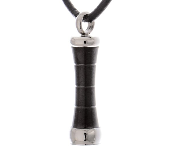 Geschwungener Zylinder in den Farben Schwarz Silber teils mattiert aus Edelstahl AP 138