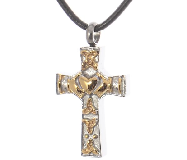 Kreuz aus Edelstahl Silber Gold verziert mit einem Herz Gravur AP 151