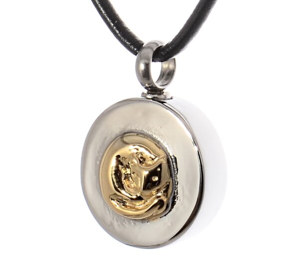 Medallion mit einer Katze in Gold, Gedenkanhänger zum Befüllen Gravur AP 199