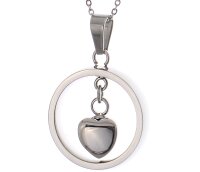Gedenkanhänger Kreis mit Herz in der Farbe Silber zum Befüllen Asche Anhänger Memorial AP 206