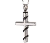 Kleines Kreuz Silber Schwarz abgesetzt aus Edelstahl Hochglanz poliert AP 231
