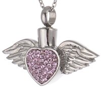 Herz mit Flügeln besetzt mit rosa Zirkonia Steinen...