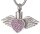 Herz mit Flügeln besetzt mit rosa Zirkonia Steinen aus Edelstahl Gravur AP 250
