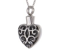 Herz in Silber Schwarz mit einem abgesetzten Muster aus Edelstahl Gravur AP 259