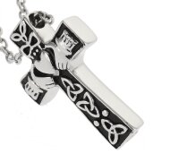 Kreuz mit Herz und Dreifaltigkeits Zeichen aus Edelstahl Gedenk Anhänger Gravur AP 316