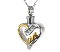 Gedenk Anhänger Herz Love in den Farben Silber Gold mit Zirkonia Steinen aus Edelstahl AP 362
