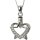 Charismatum® 925 Sterling Silber Asche Anhänger Herz mit Stern und Steinen verziert glänzend APS 3