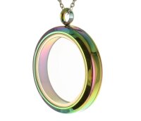 Glas Medaillon wasserdicht für Haare, Asche oder Erde Ø 30 mm Farbe Regenbogen von Charismatum® C30 RainW