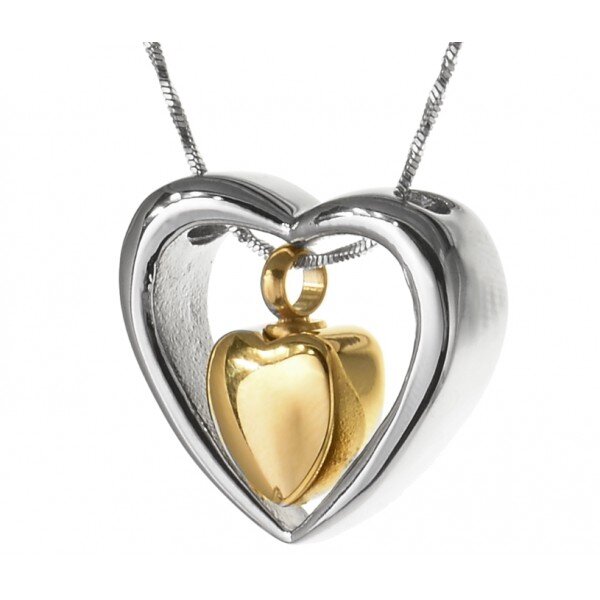Limited Edition Herz zweiteilig Silber Gold mit einer Vierkant Schlangenkette AP67LE