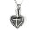 Gedenk Anhänger Herz schwarz abgesetzt mit Kreuz und Zirkonia Steinen aus Edelstahl Gravur AP 415